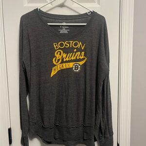 Grey Women’s Boston Bruins Long Sleeve Thin Shirt Large. Hockey Sports Fan